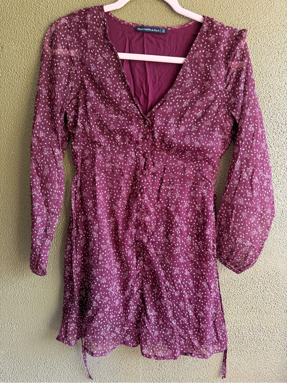 Abercrombie & Fitch Burgundy Floral Button-Front Dress